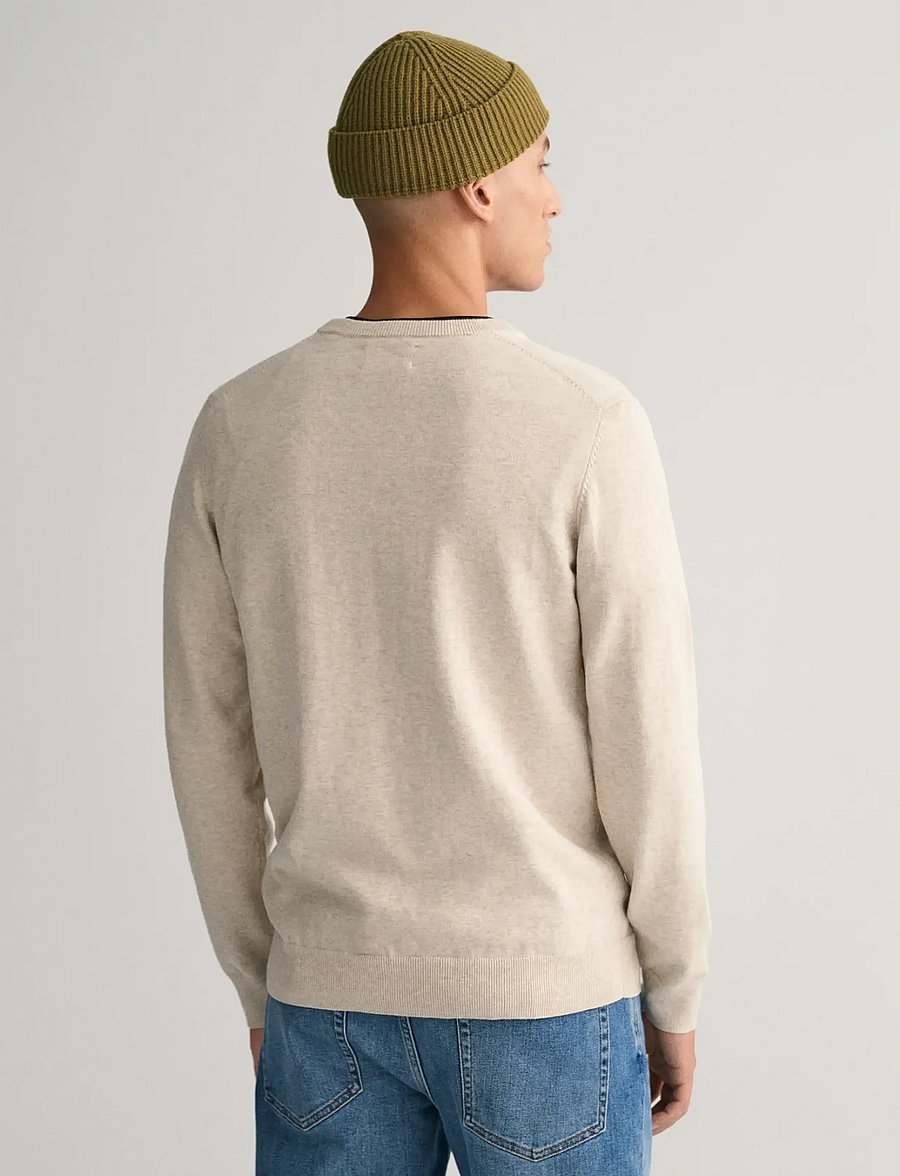 Gant - CLASSIC COTTON V-NECK - v-ausschnitt - light beige melange - 3
