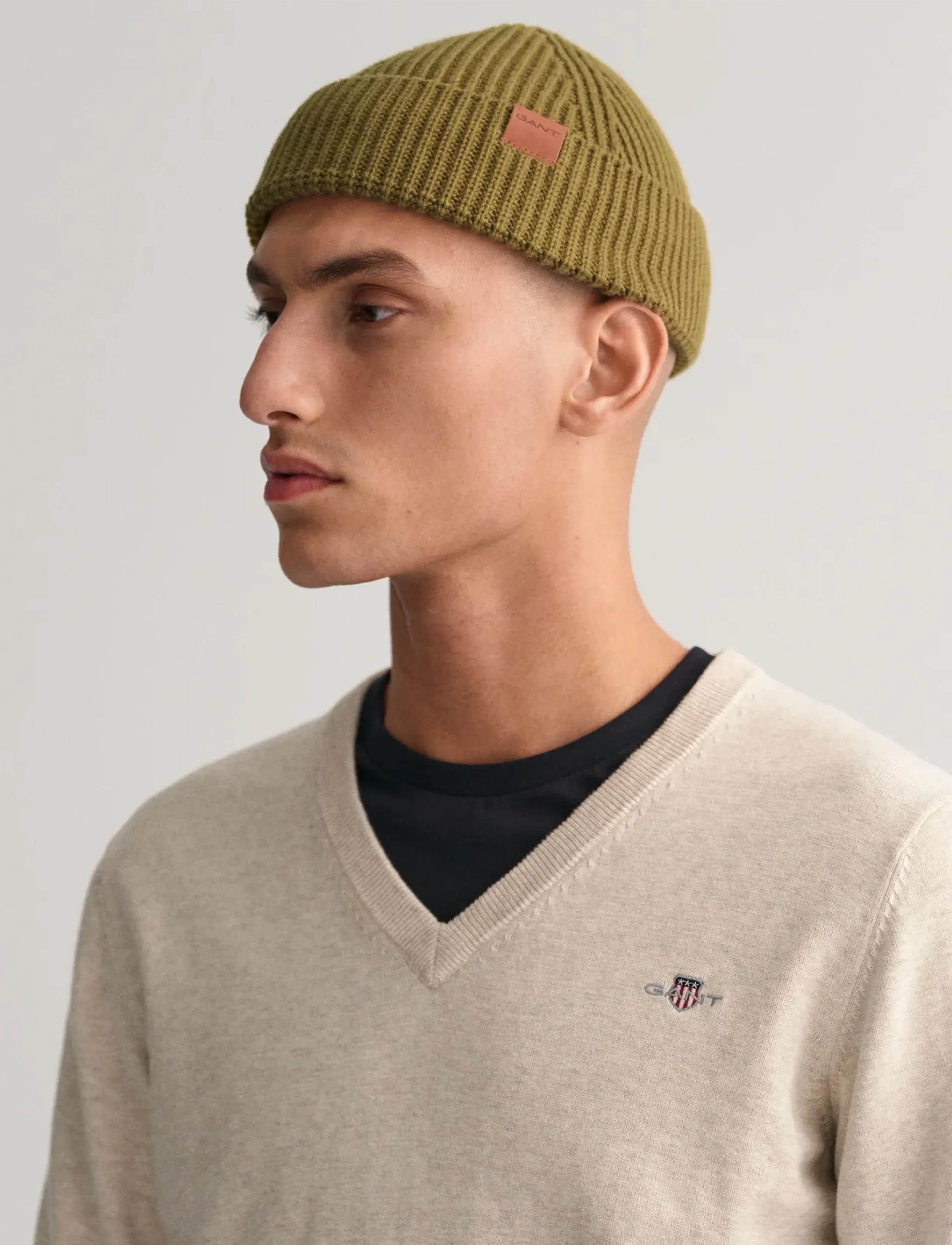 Gant - CLASSIC COTTON V-NECK - v-ausschnitt - light beige melange - 4
