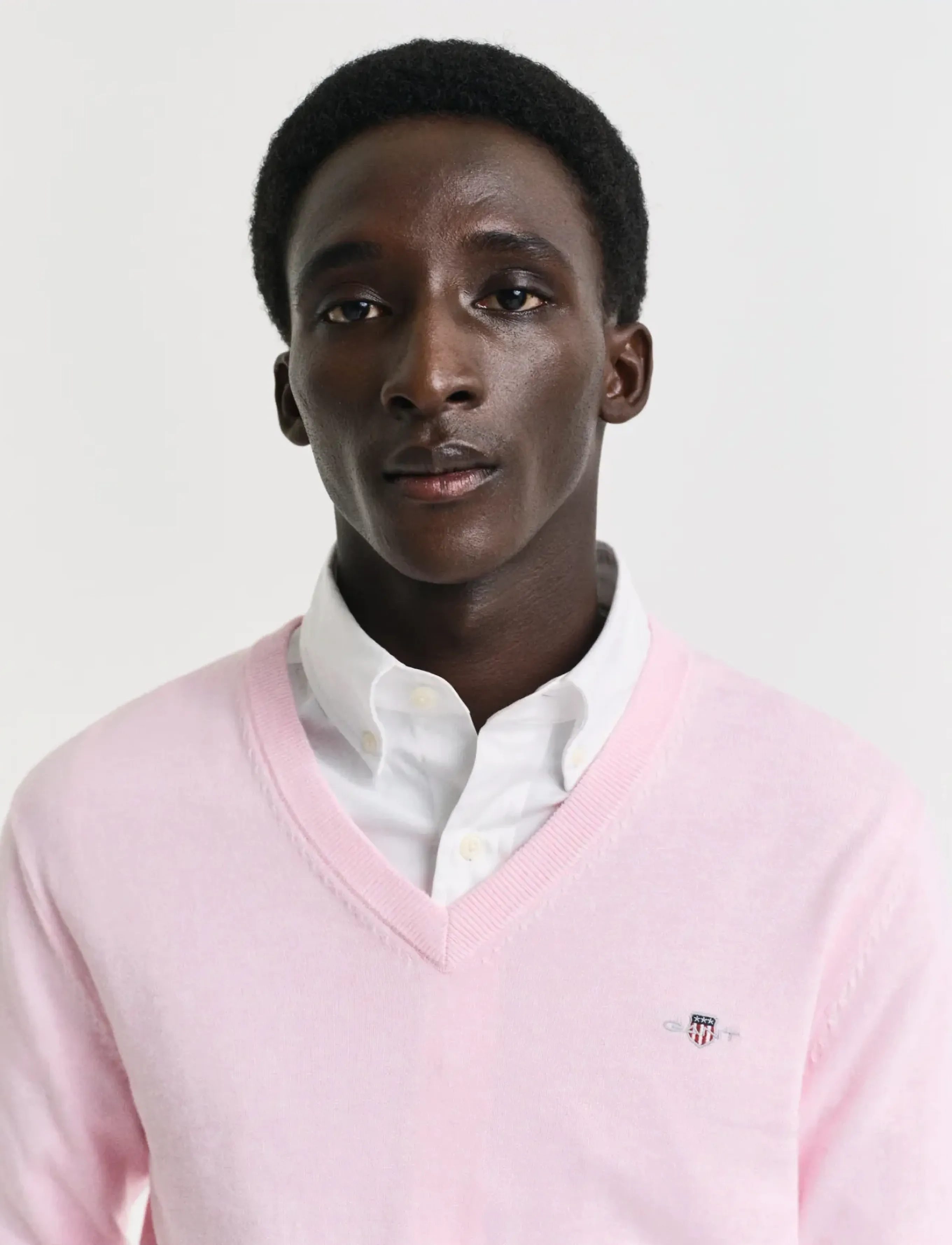 Gant - CLASSIC COTTON V-NECK - v-kaelusega kudumid - light pink melange - 4