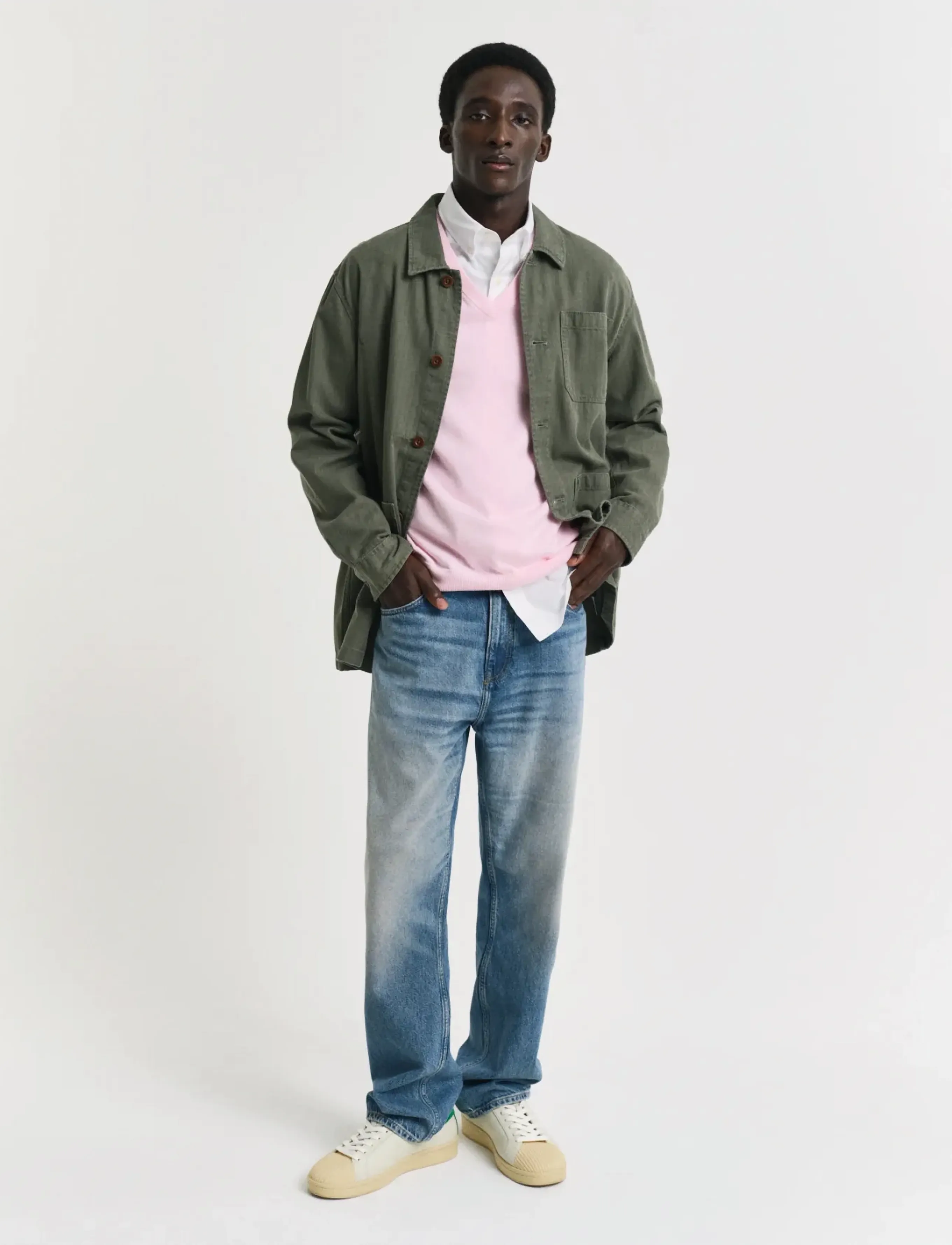 Gant - CLASSIC COTTON V-NECK - v-kaelusega kudumid - light pink melange - 5
