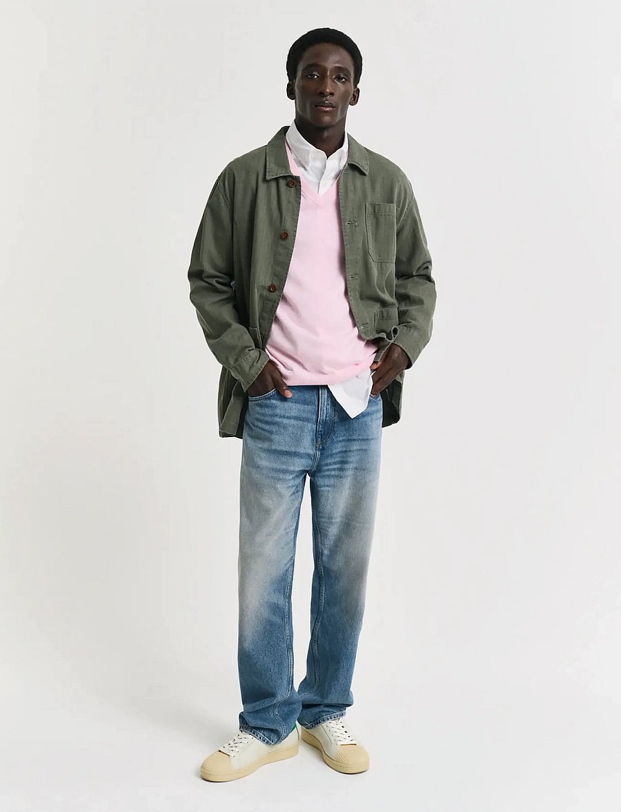 Gant - CLASSIC COTTON V-NECK - v-kaelusega kudumid - light pink melange - 5