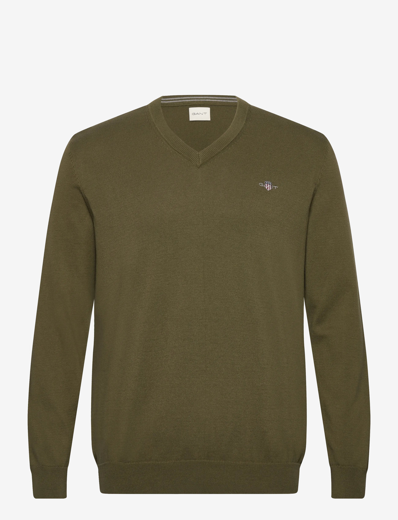 GANT - CLASSIC COTTON V-NECK - v-ausschnitt - moss green - 0