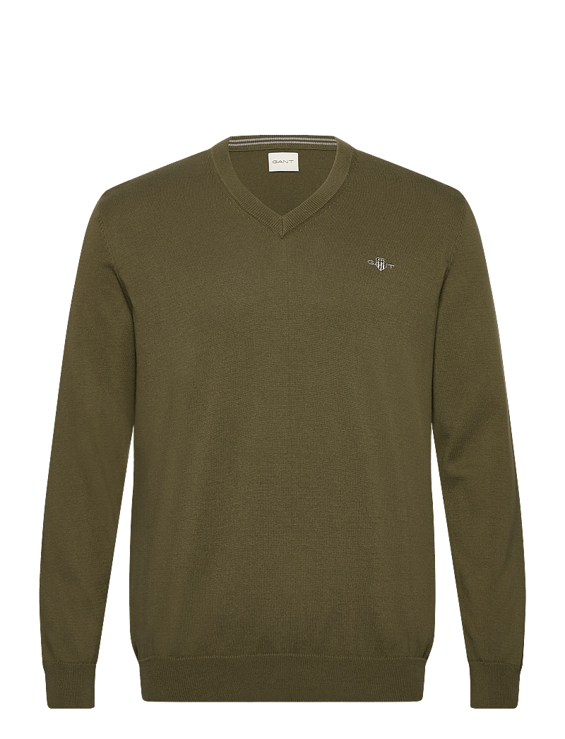 GANT - CLASSIC COTTON V-NECK - v-ausschnitt - moss green - 0