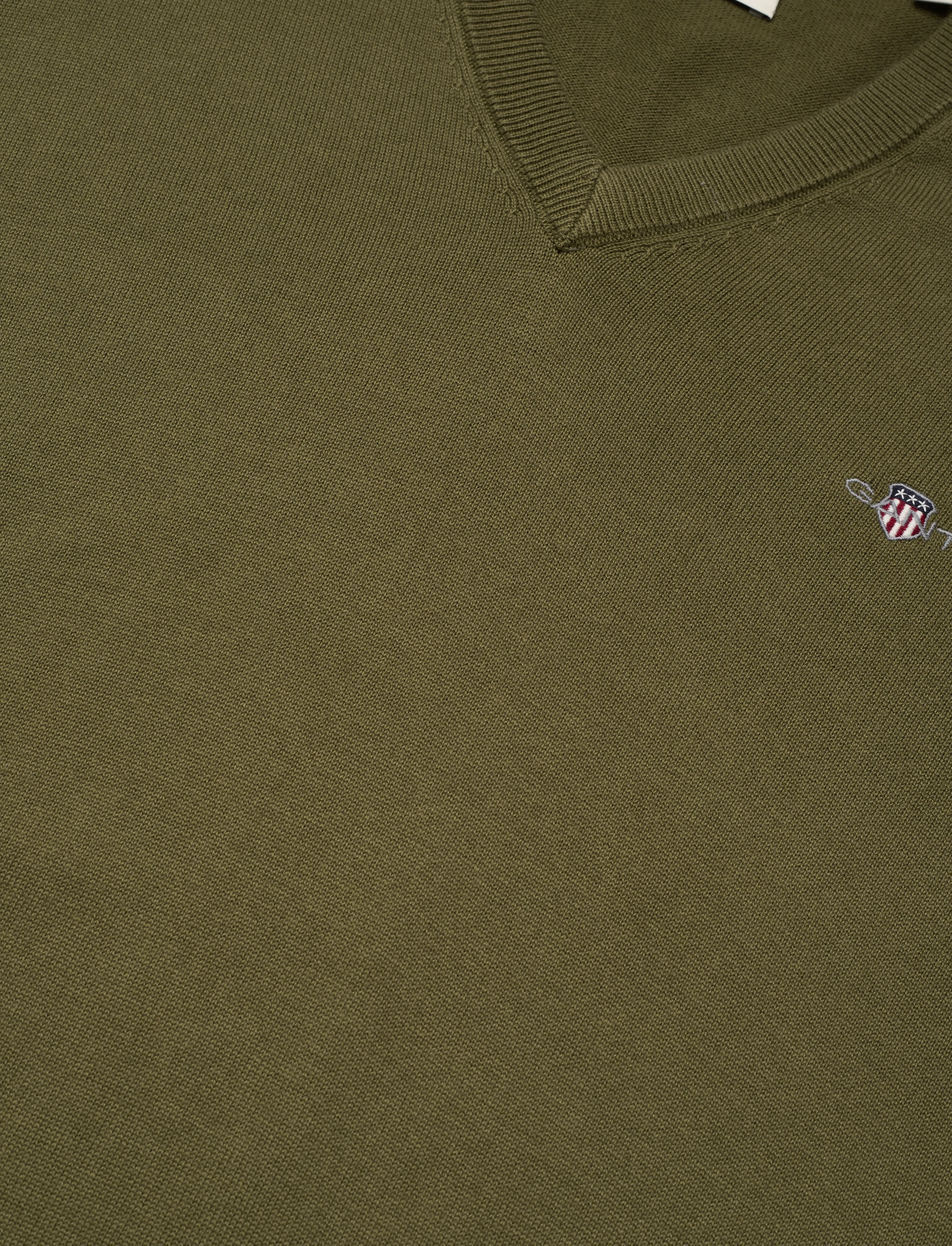 Gant - CLASSIC COTTON V-NECK - v-kaelusega kudumid - moss green - 2