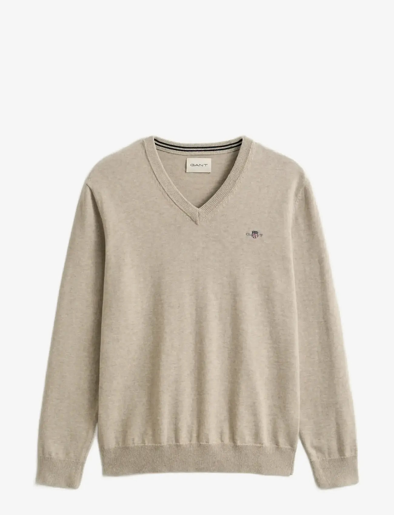 Gant - CLASSIC COTTON V-NECK - v-hals - oat melange - 1