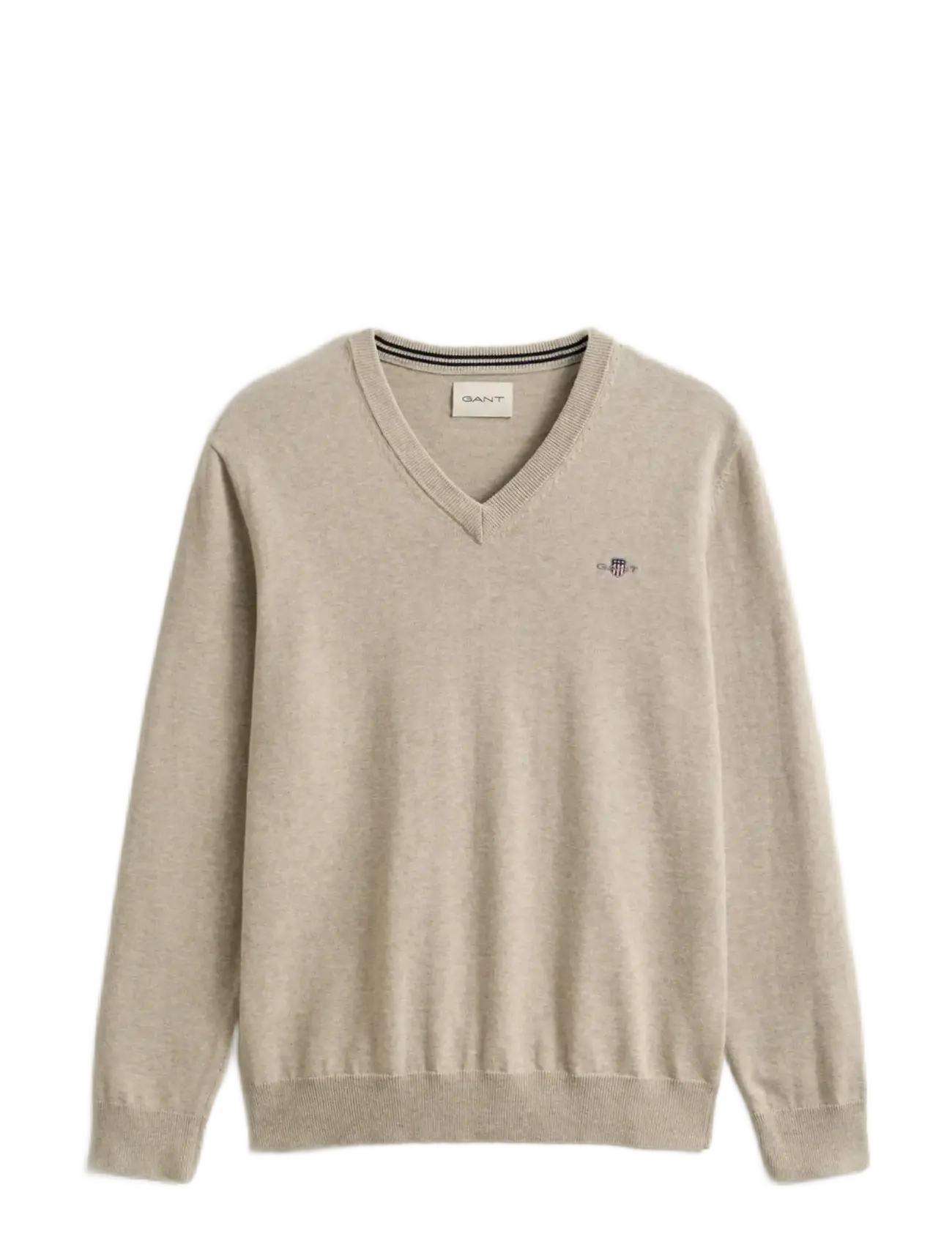 GANT CLASSIC COTTON V-NECK - Fatnaður - OAT MELANGE / beige