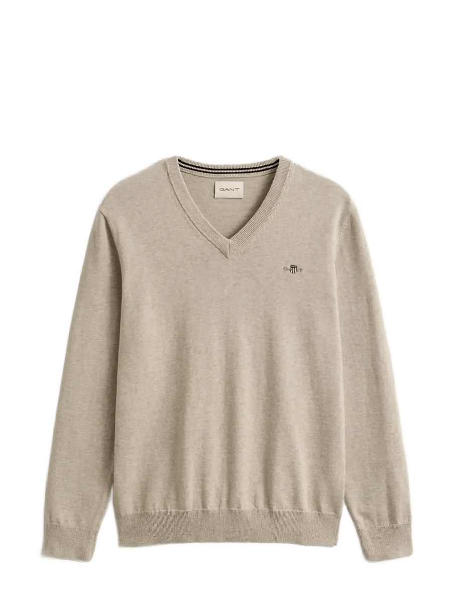 Gant - CLASSIC COTTON V-NECK - v-kaelusega kudumid - oat melange - 1