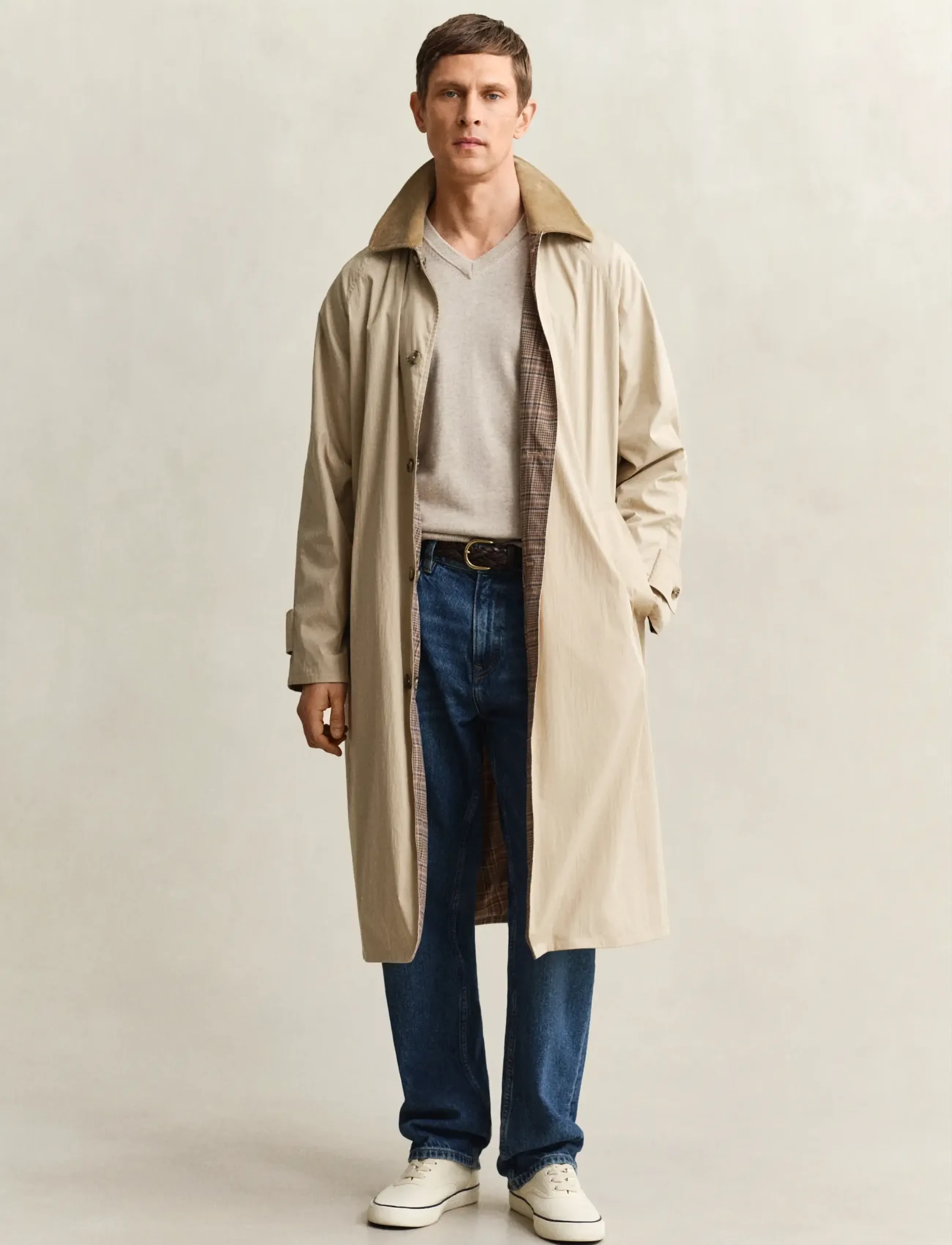 Gant - CLASSIC COTTON V-NECK - v-kaelusega kudumid - oat melange - 4