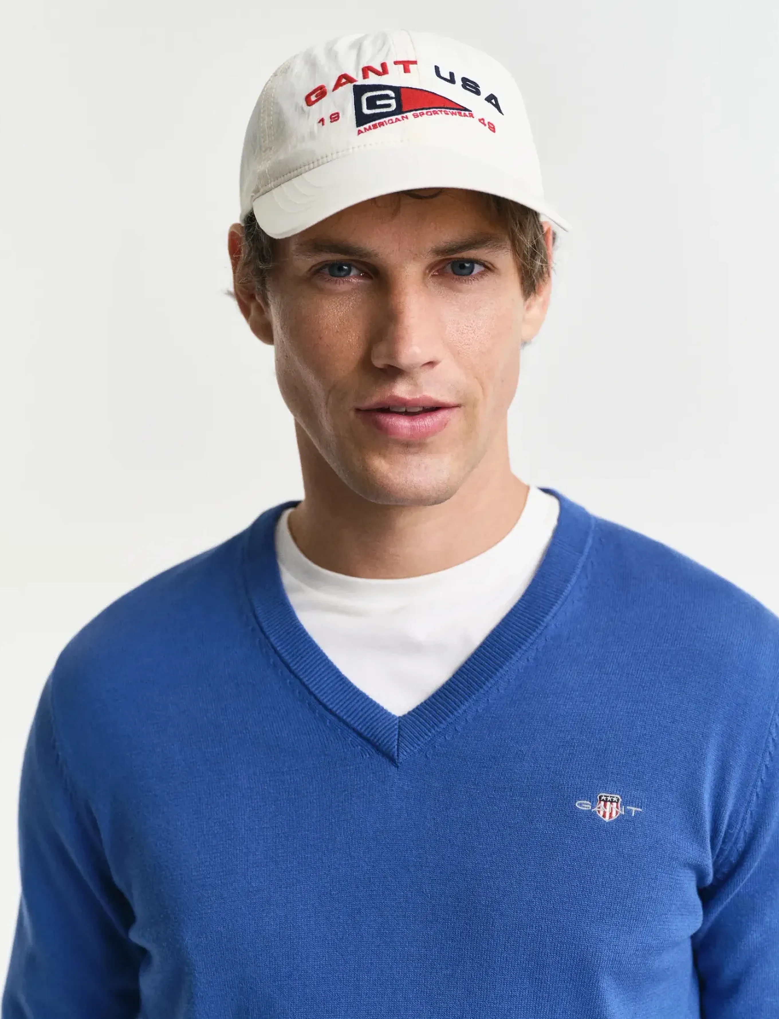 Gant - CLASSIC COTTON V-NECK - trøjer - rich blue - 4