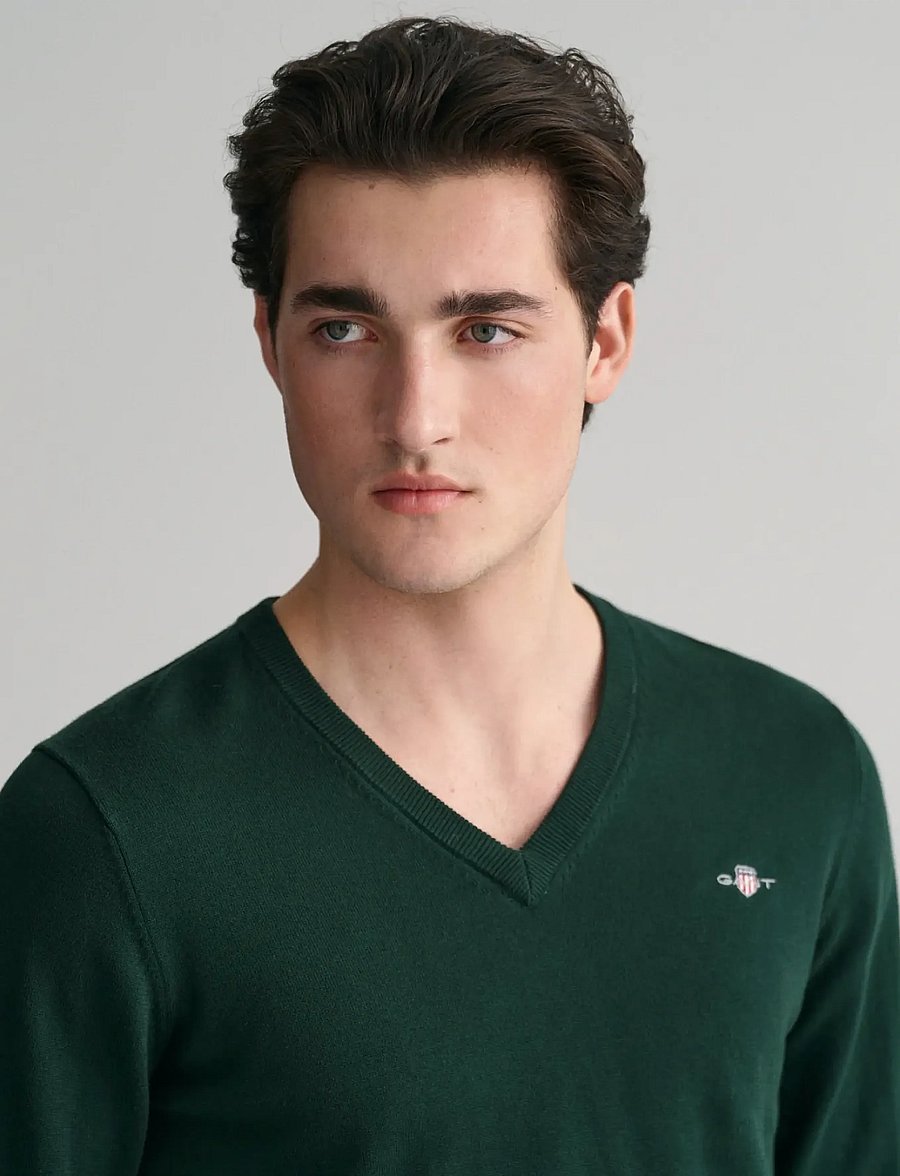 Gant - CLASSIC COTTON V-NECK - v-ausschnitt - tartan green - 4