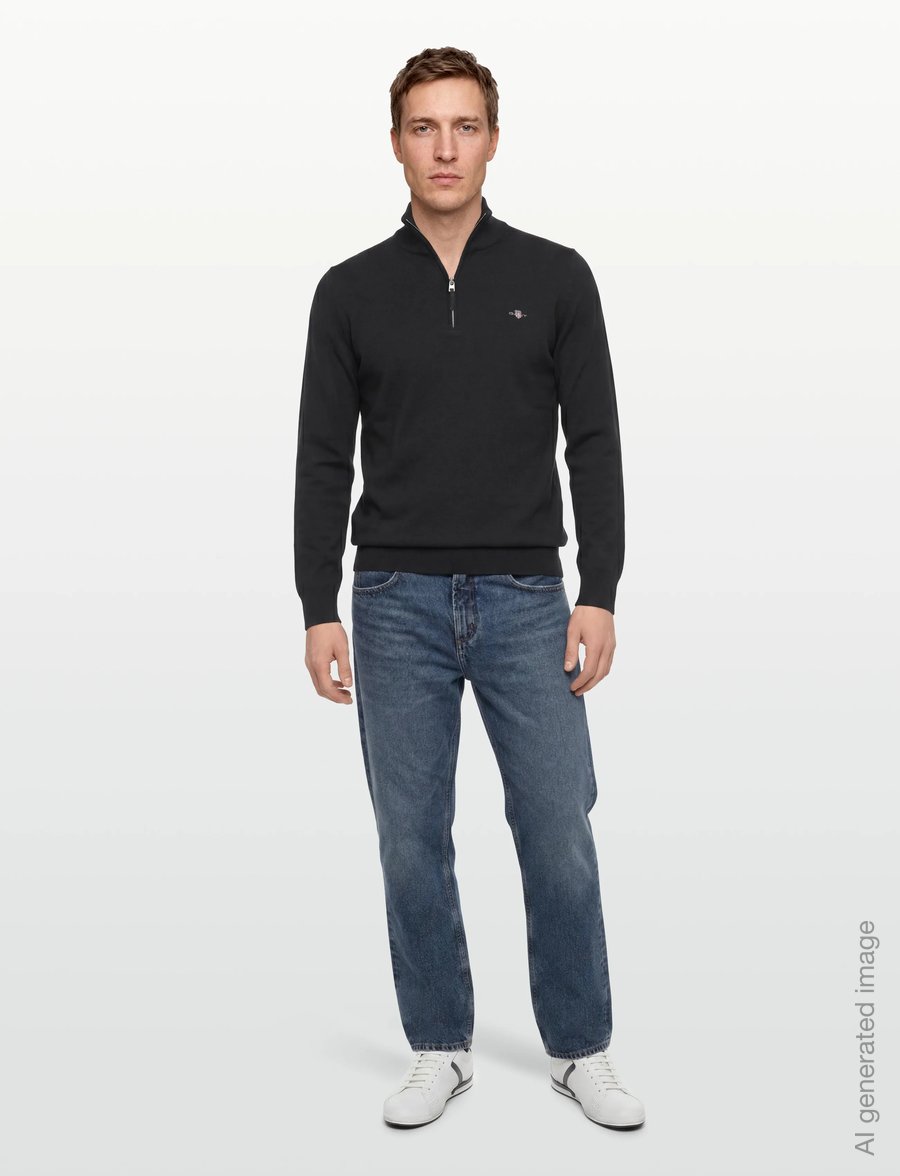 Gant - CLASSIC COTTON HALF ZIP - pullover mit halbem reißverschluss - black - 0