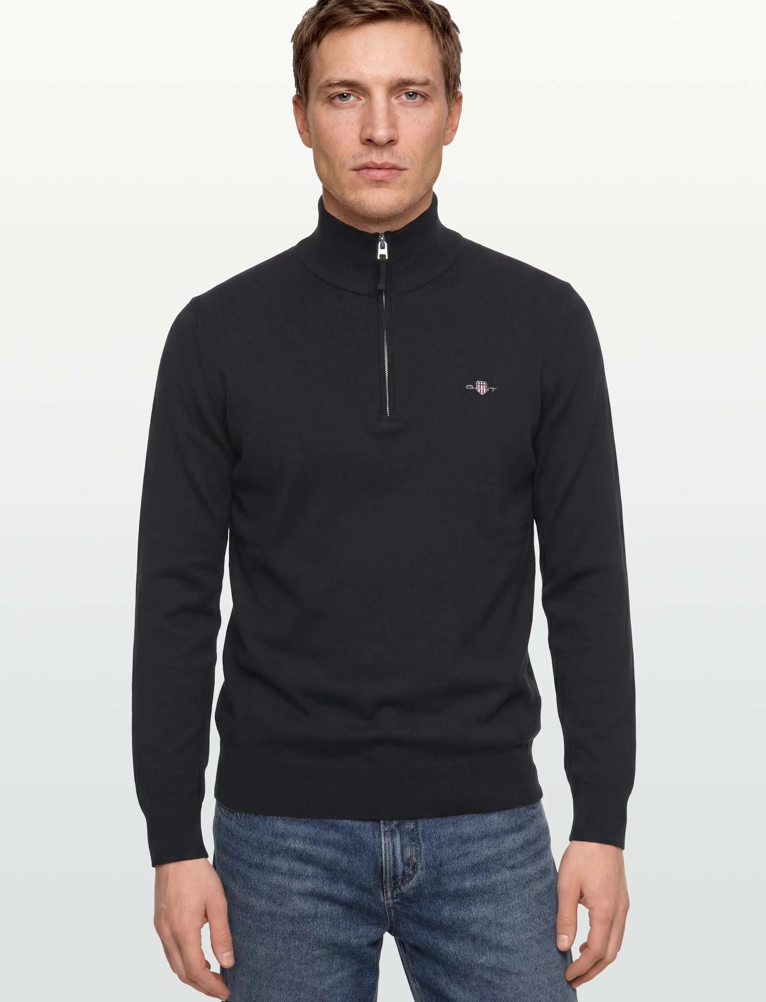 Gant - CLASSIC COTTON HALF ZIP - pullover mit halbem reißverschluss - black - 3