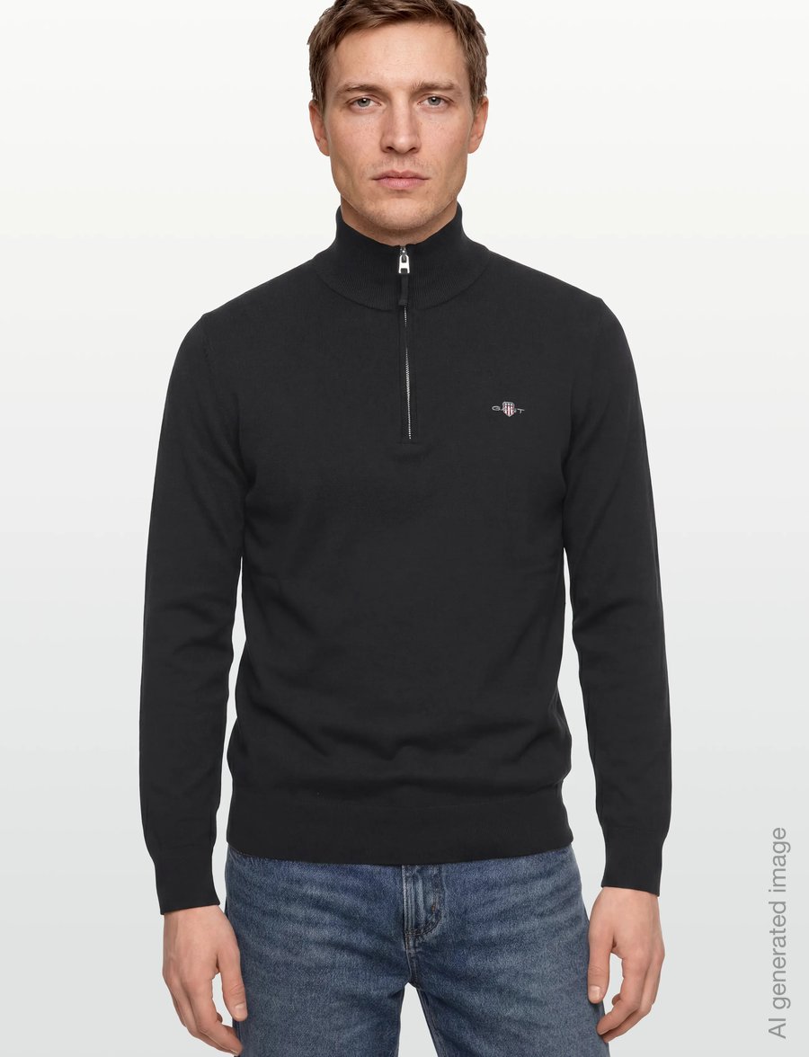 Gant - CLASSIC COTTON HALF ZIP - pullover mit halbem reißverschluss - black - 3