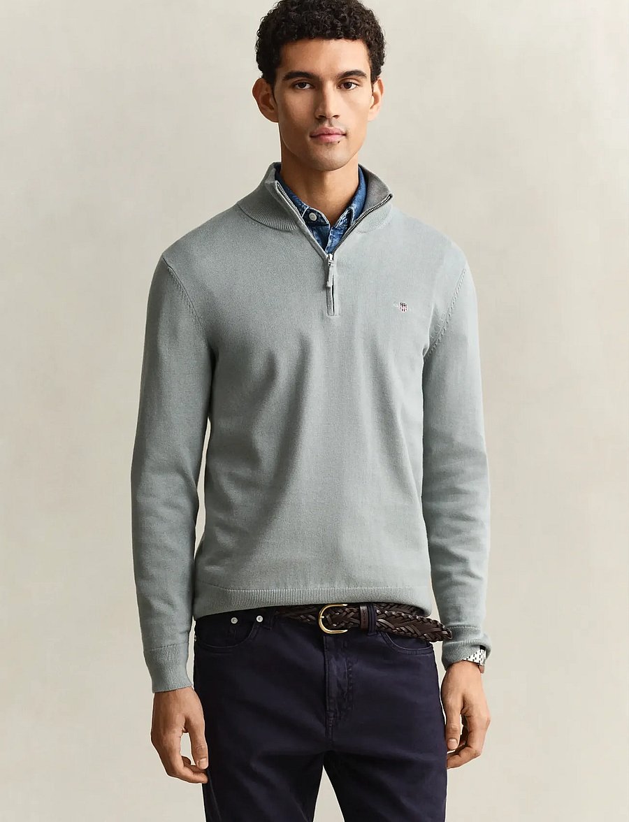 Gant - CLASSIC COTTON HALF ZIP - half zip jumpers - ceramic grey - 0