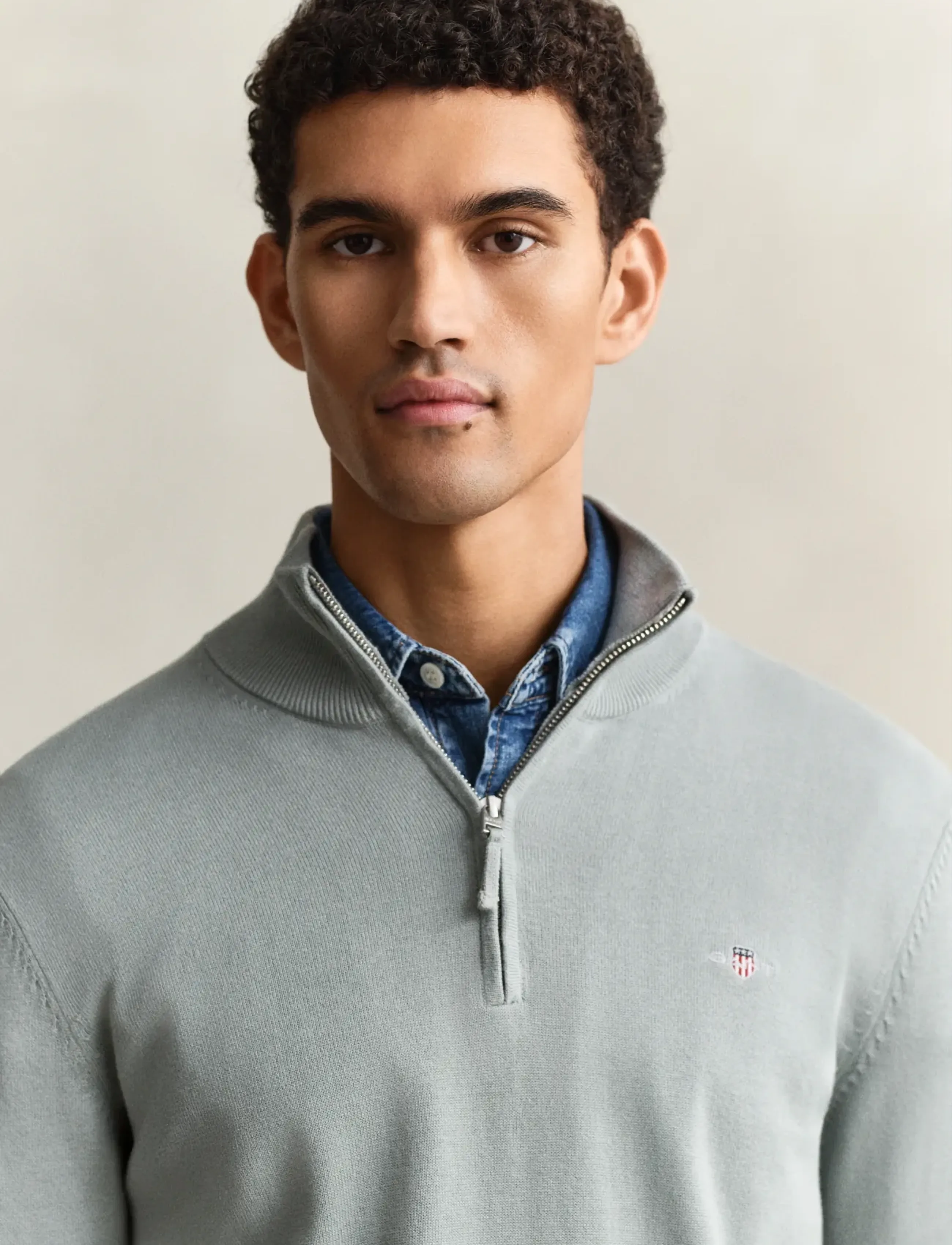 Gant - CLASSIC COTTON HALF ZIP - truien met halve rits - ceramic grey - 3