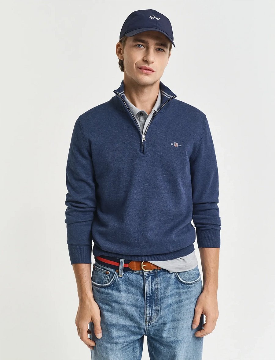 Gant - CLASSIC COTTON HALF ZIP - halfzip strik - dark jeansblue melange - 0