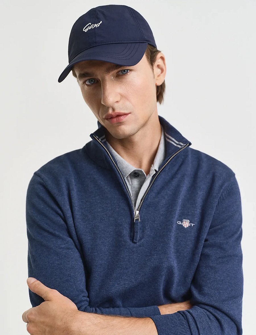 Gant - CLASSIC COTTON HALF ZIP - halfzip strik - dark jeansblue melange - 4