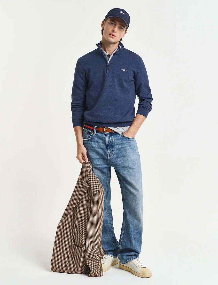 Gant - CLASSIC COTTON HALF ZIP - halfzip strik - dark jeansblue melange - 5