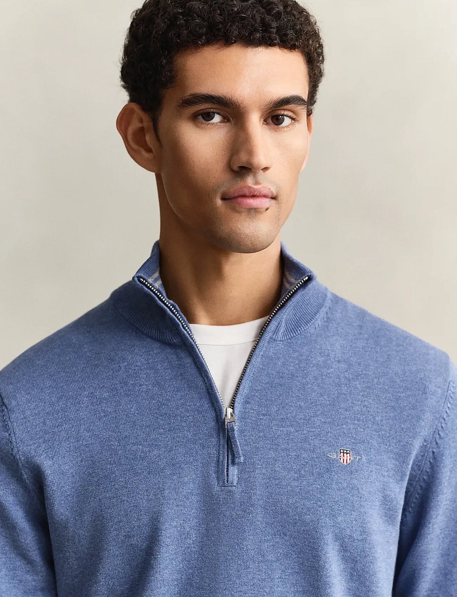 Gant - CLASSIC COTTON HALF ZIP - half zip jumpers - denim blue melange - 4