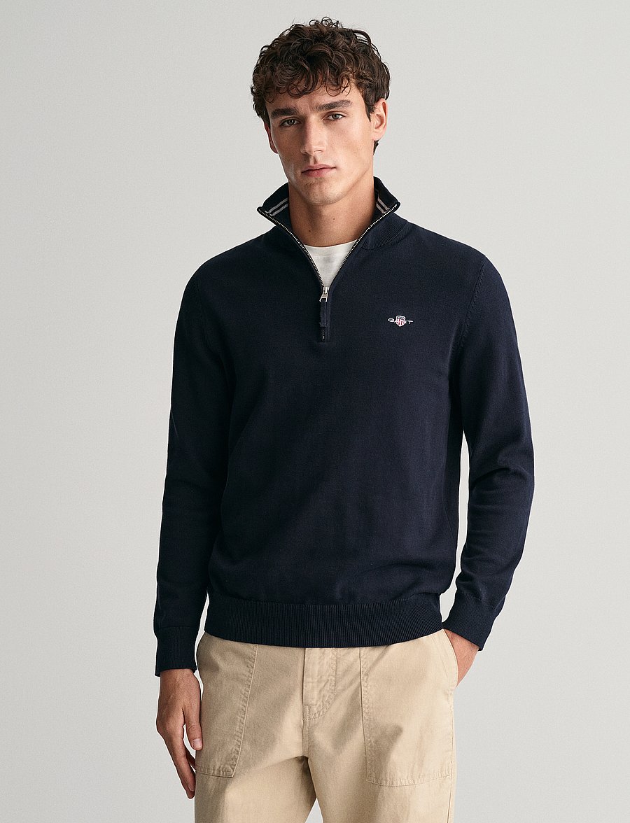 Gant - CLASSIC COTTON HALF ZIP - pullover mit halbem reißverschluss - evening blue - 0