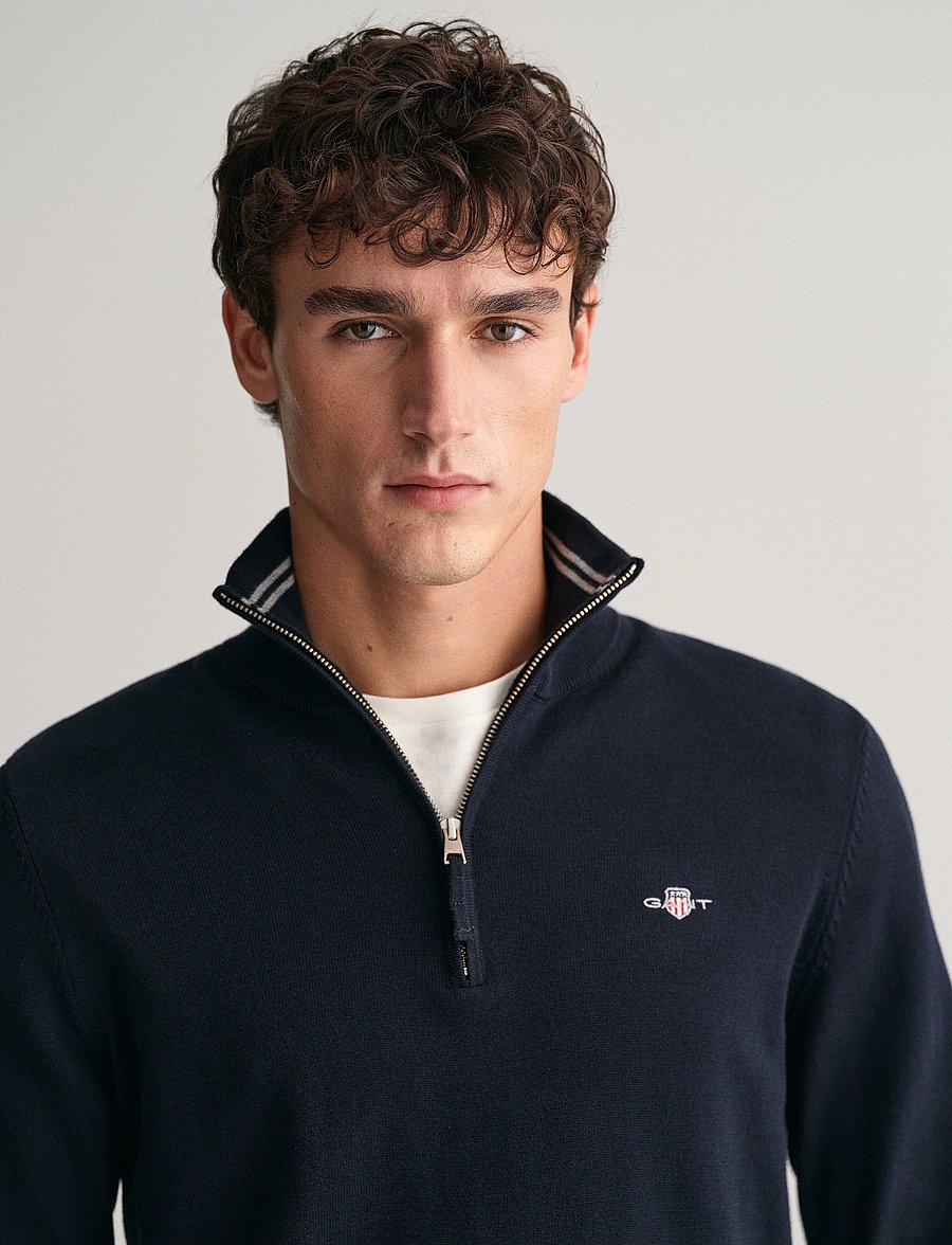 Gant - CLASSIC COTTON HALF ZIP - pullover mit halbem reißverschluss - evening blue - 4