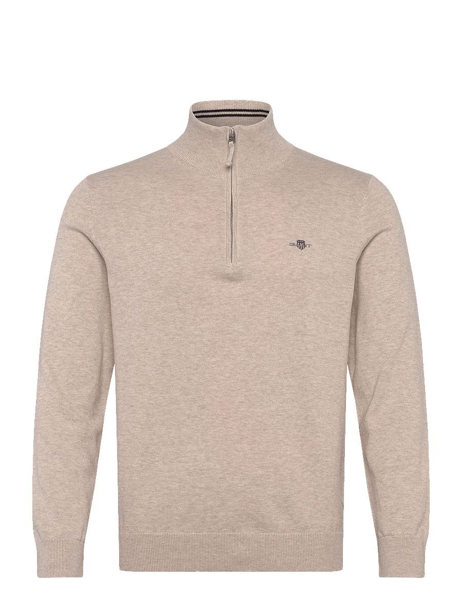 Gant - CLASSIC COTTON HALF ZIP - half zip jumpers - light beige melange - 1