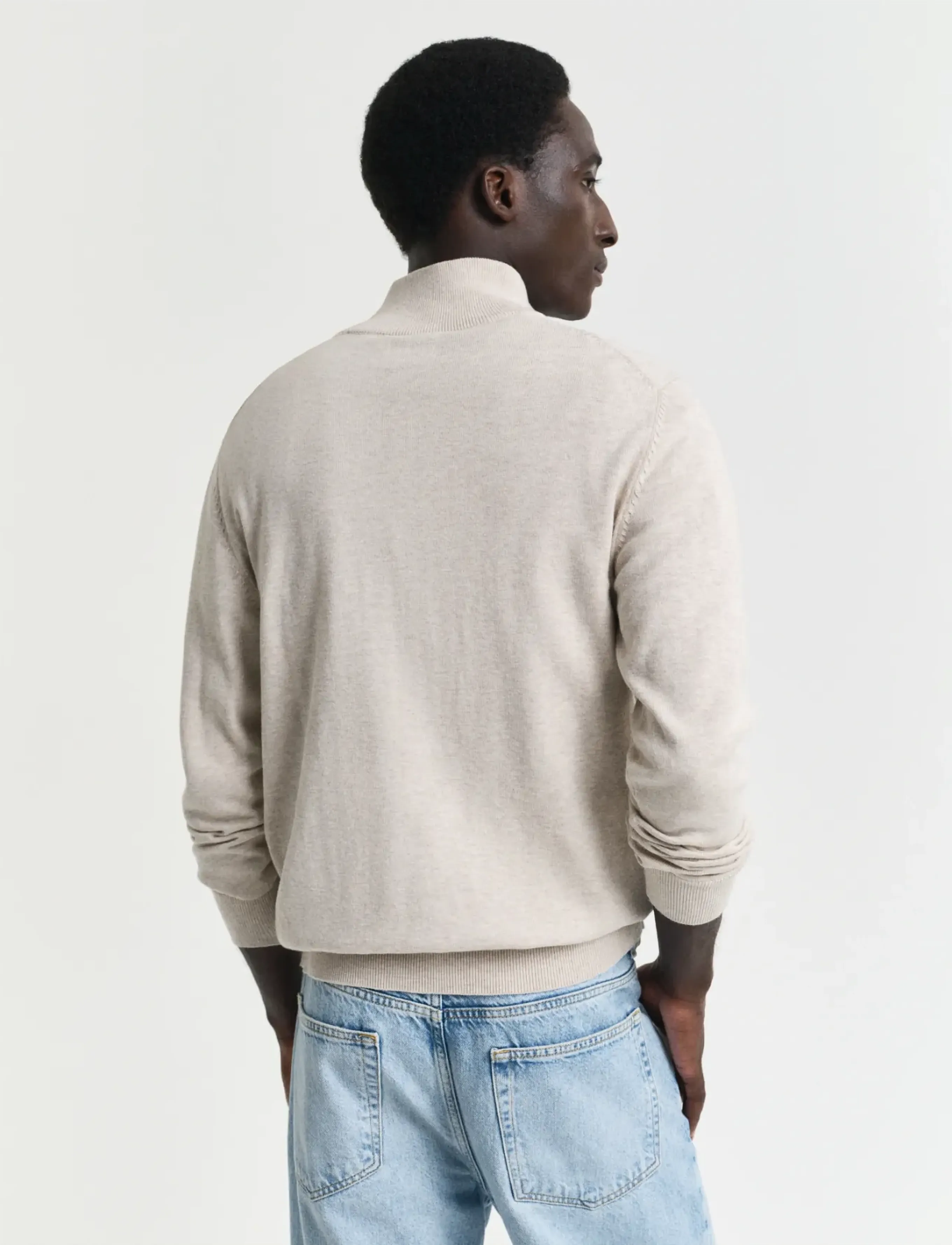 Gant - CLASSIC COTTON HALF ZIP - pullover mit halbem reißverschluss - light beige melange - 3