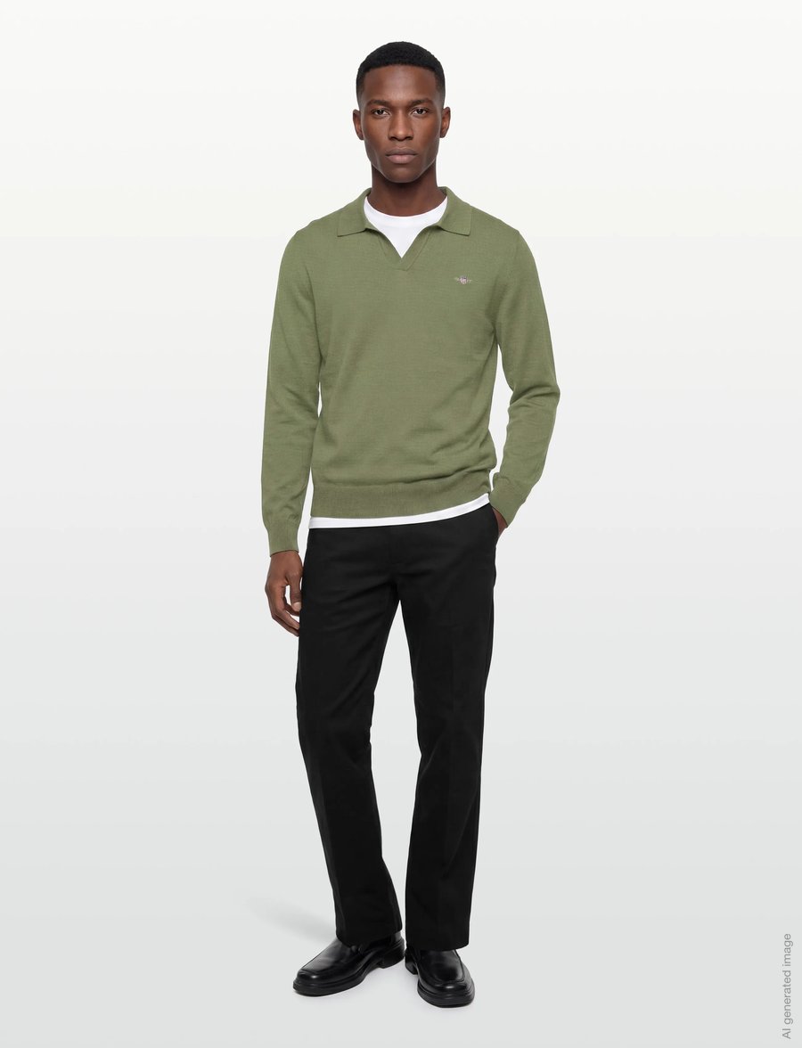 Gant - CLASSIC COTTON POLO - polos à manches longues - dry herb green - 0