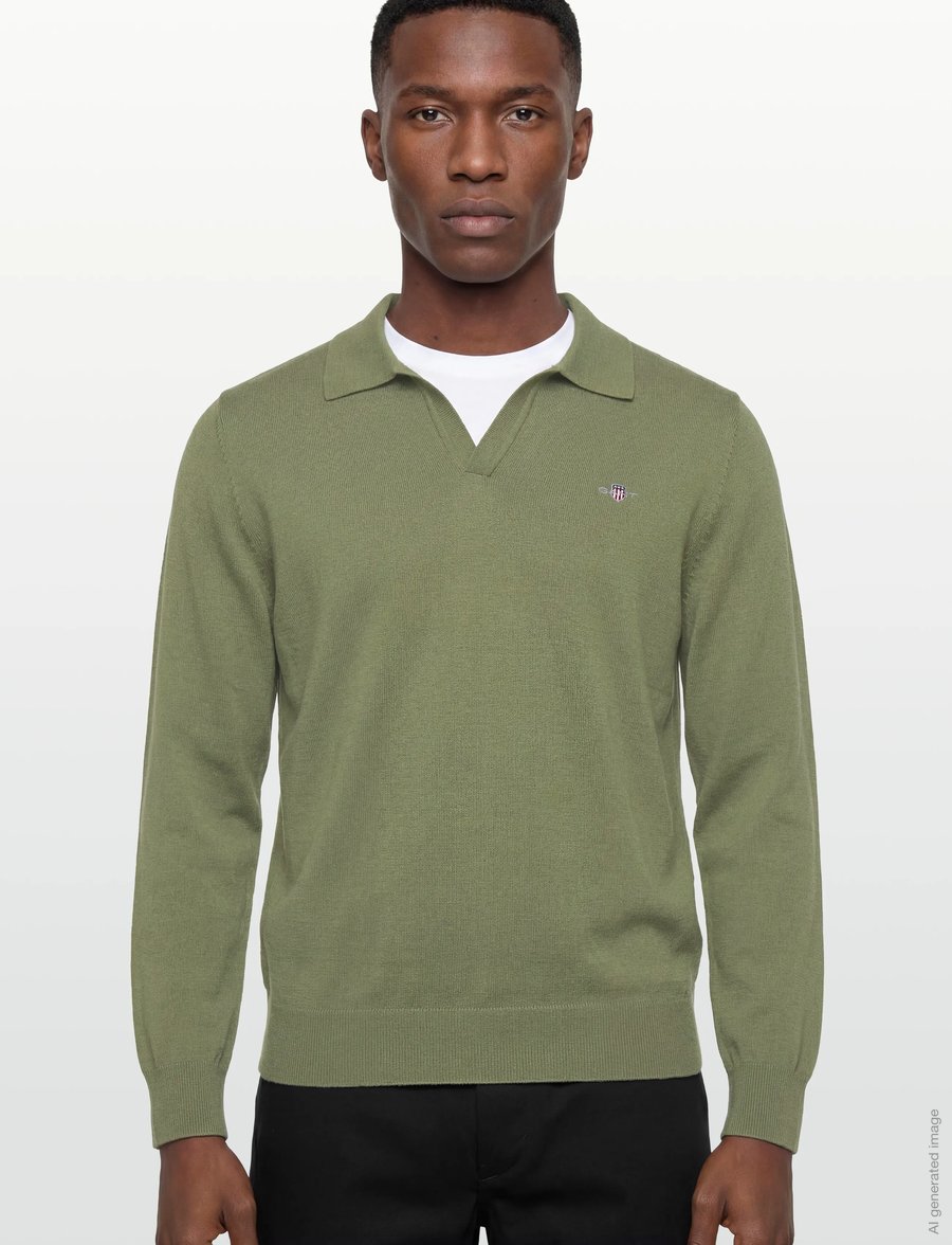 Gant - CLASSIC COTTON POLO - polos à manches longues - dry herb green - 3