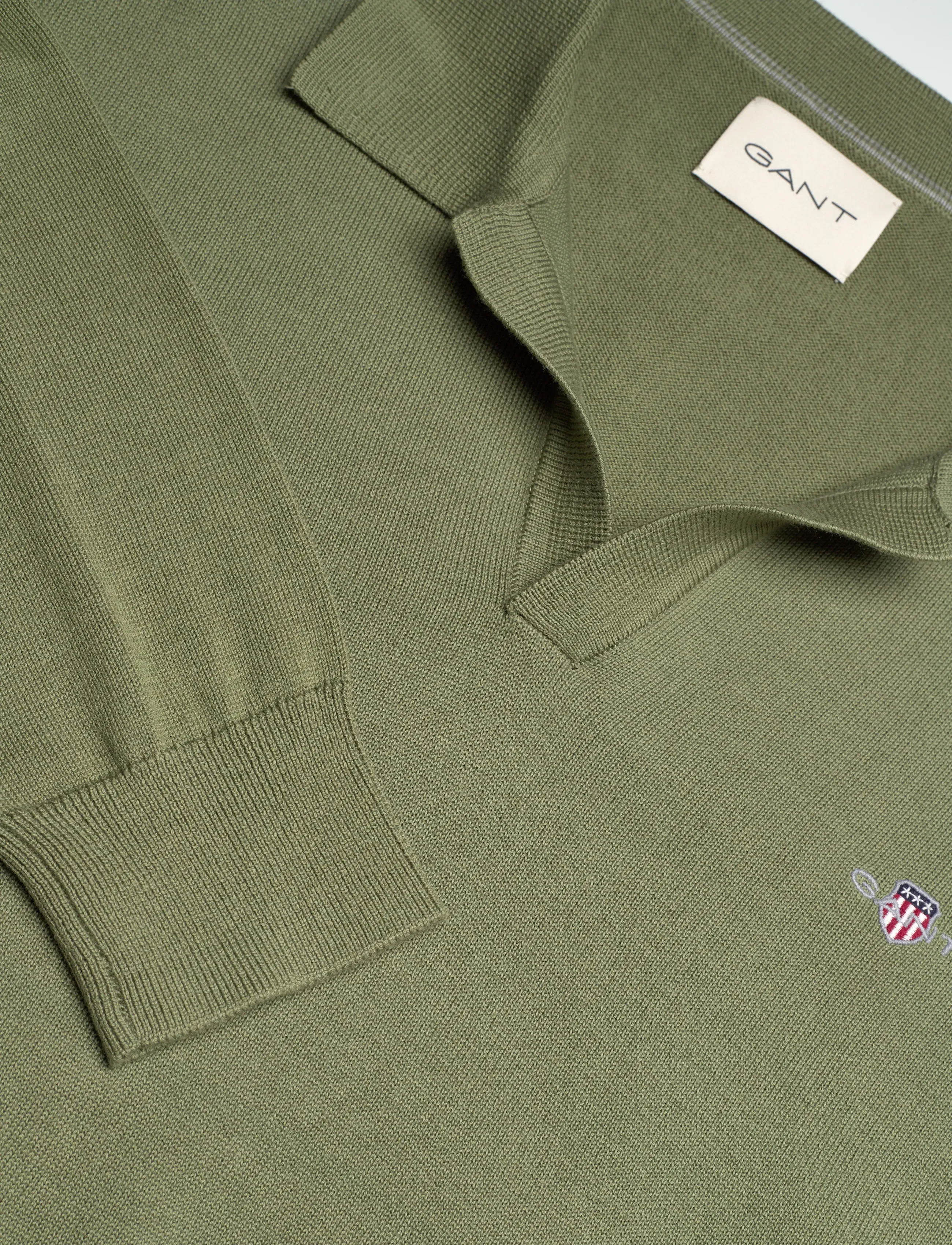 Gant - CLASSIC COTTON POLO - pikkade varrukatega polod - dry herb green - 5