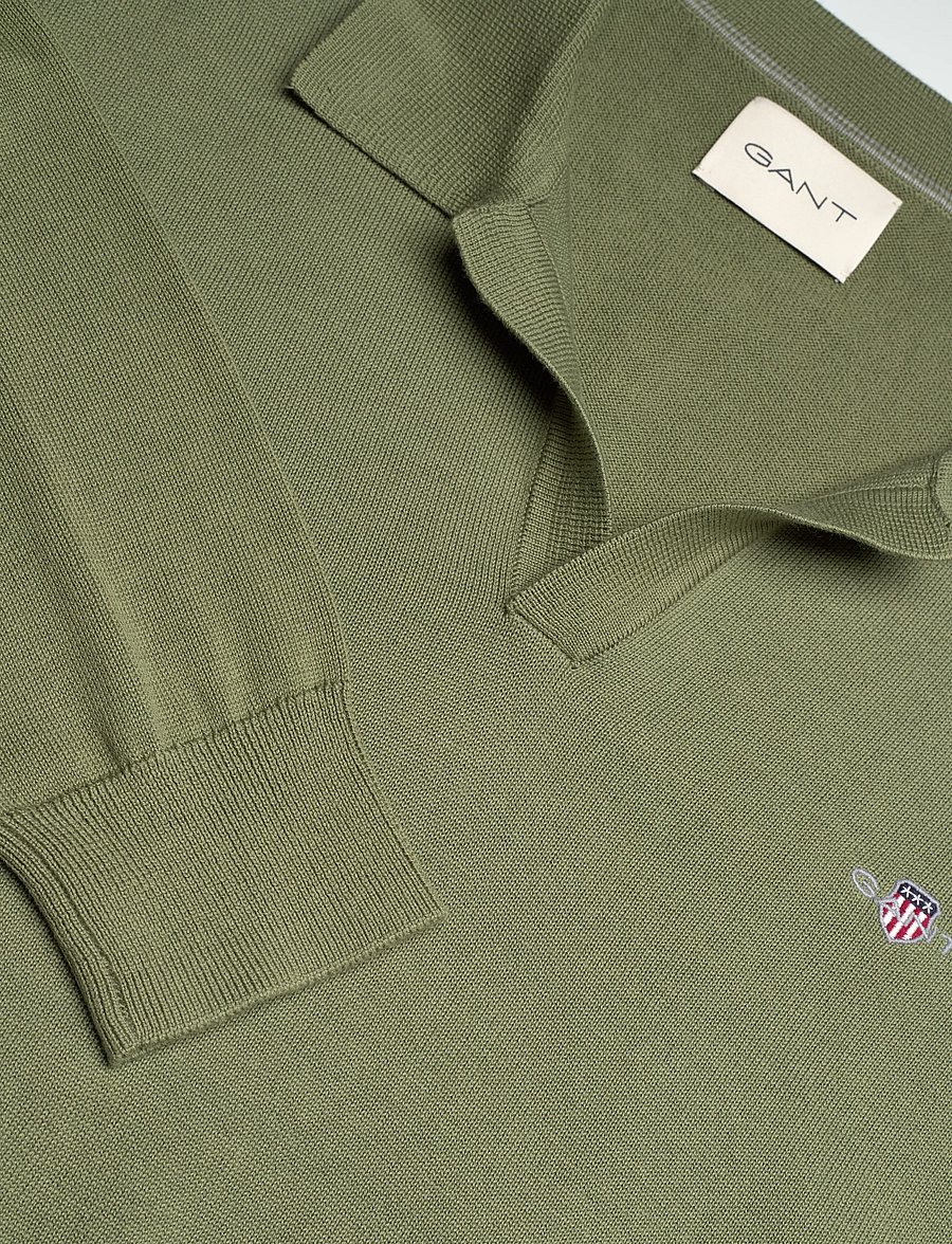 Gant - CLASSIC COTTON POLO - polos à manches longues - dry herb green - 5
