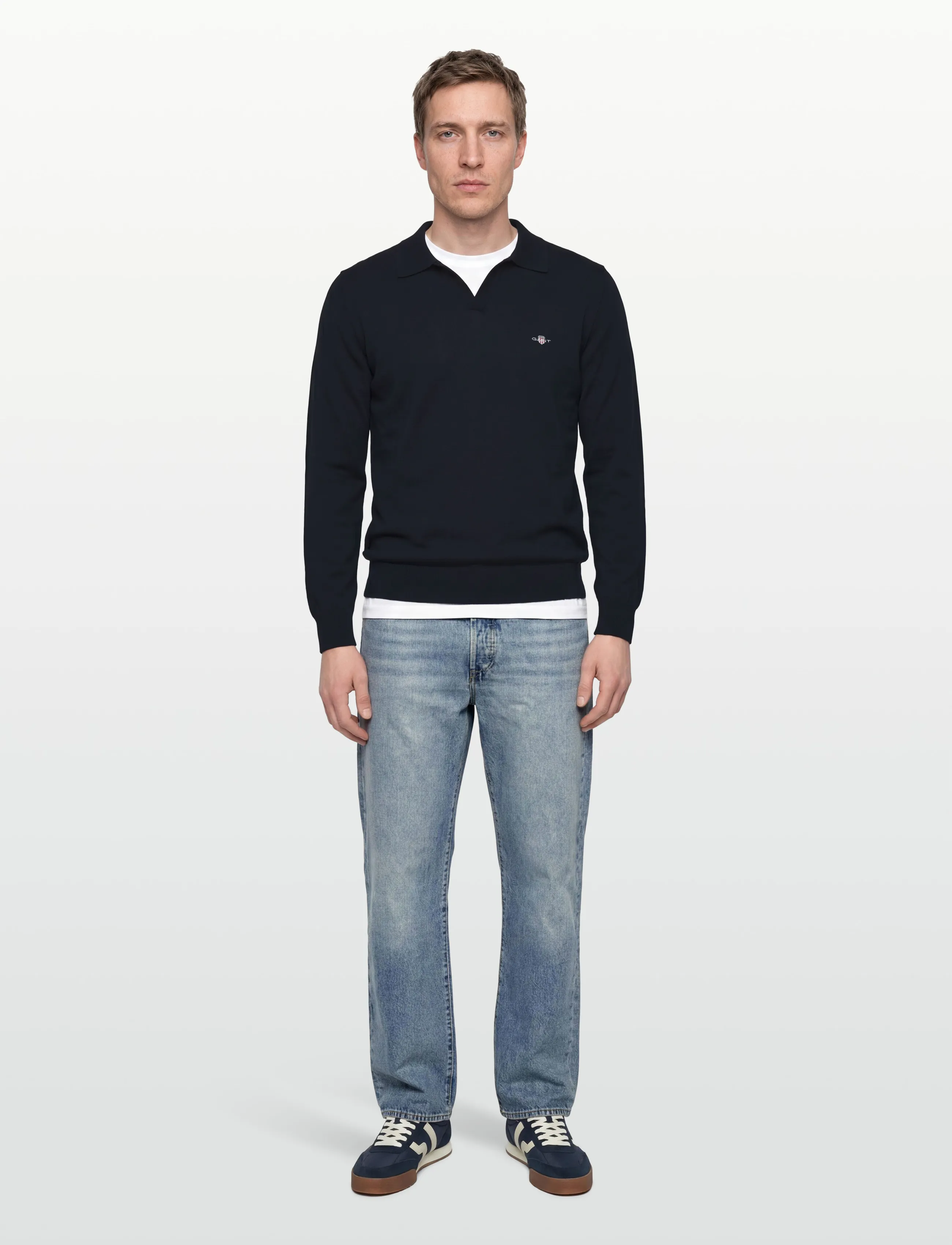 Gant Classic Cotton Polo, Mænd, Polo Sweater, Navy, Str: S
