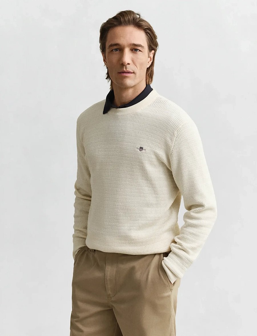 Gant - MINI CABLE C-NECK - rundhals - cream - 0