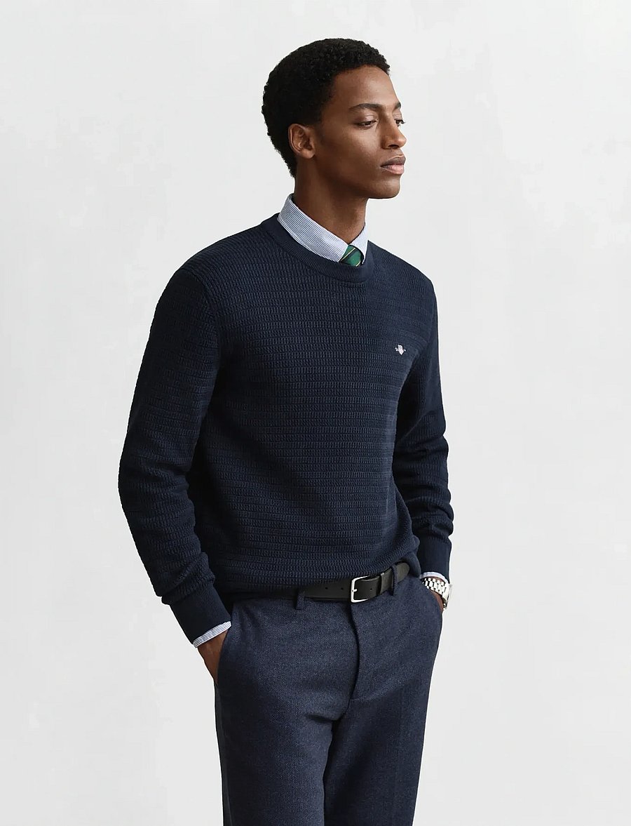 Gant - MINI CABLE C-NECK - rundhals - evening blue - 0