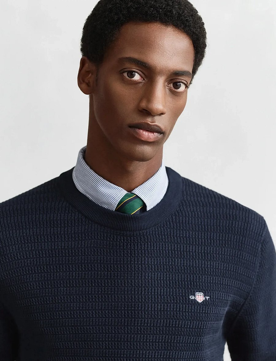Gant - MINI CABLE C-NECK - rundhals - evening blue - 3