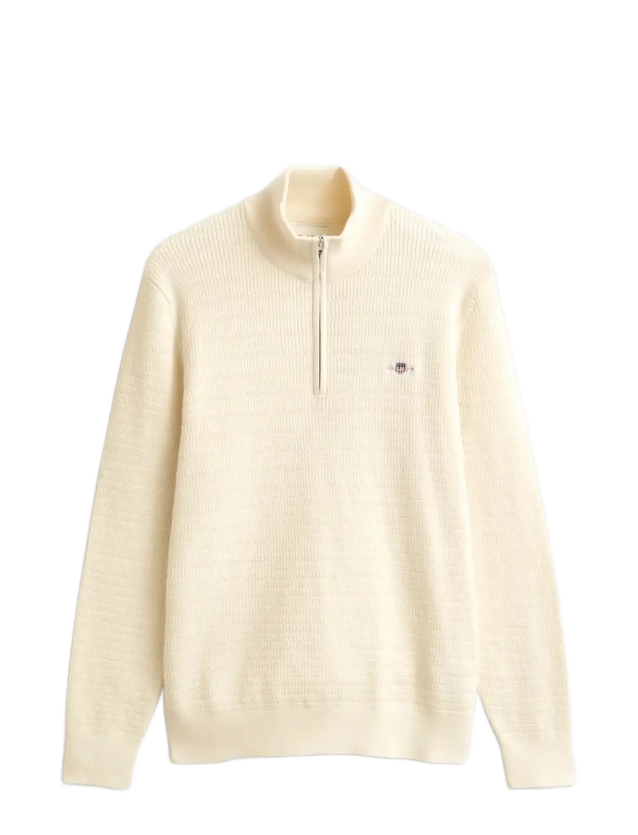 GANT Mini Cable Half Zip Cream - S - Herren