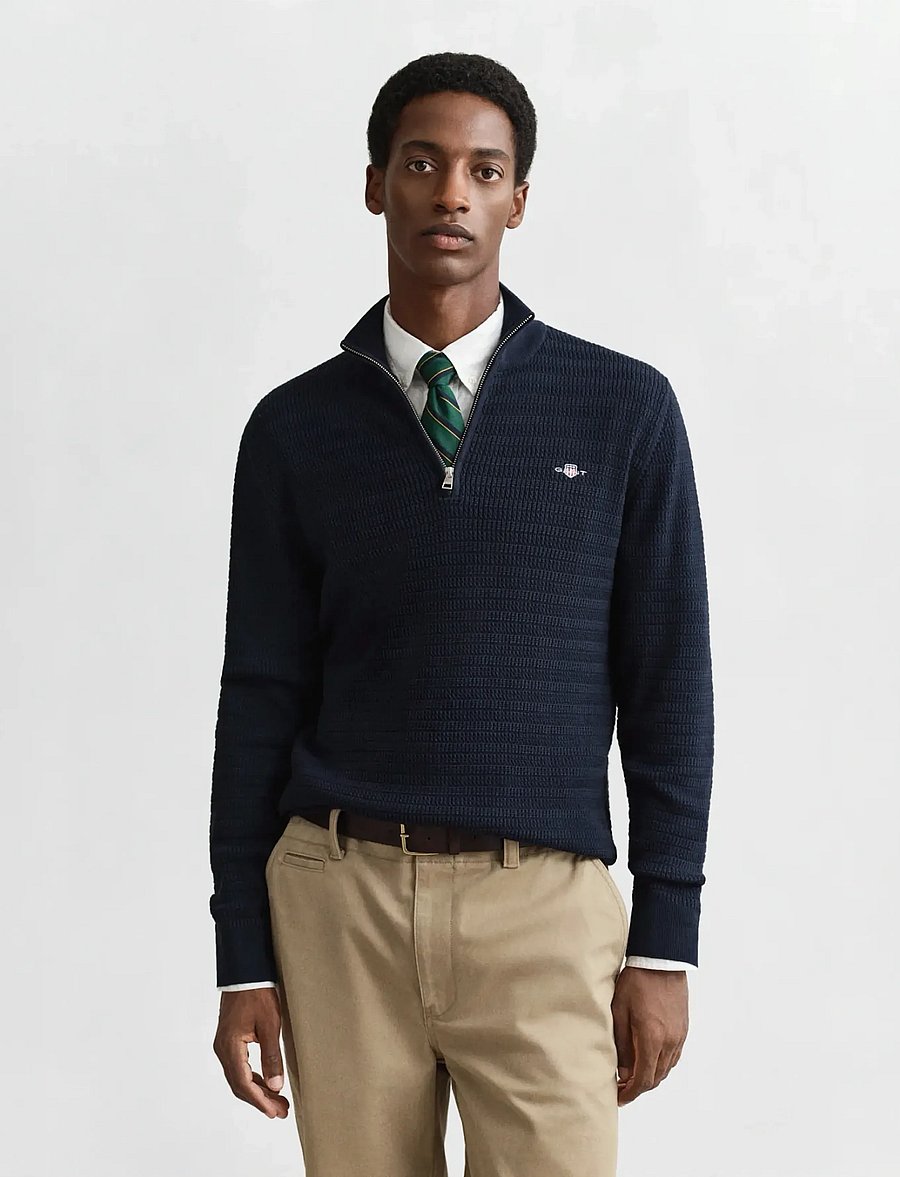 Gant - MINI CABLE HALF ZIP - pullover mit halbem reißverschluss - evening blue - 0