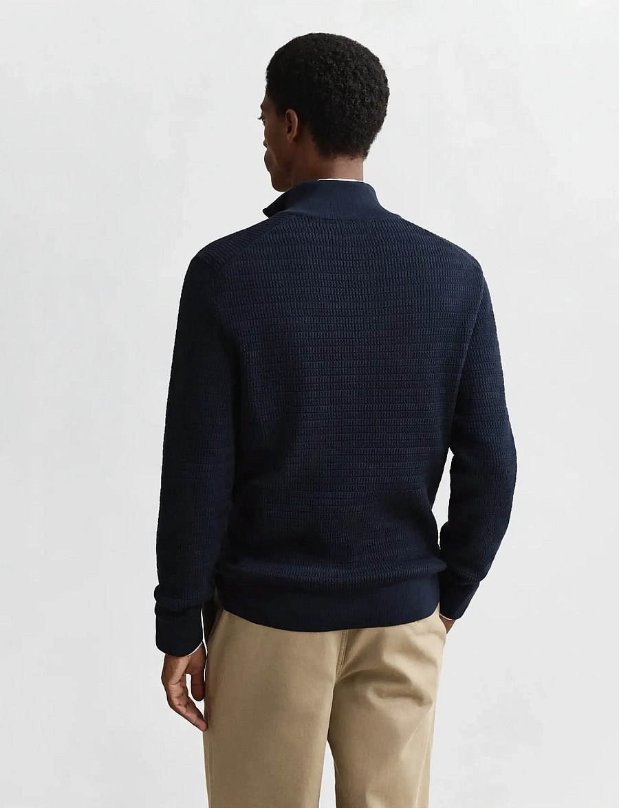 Gant - MINI CABLE HALF ZIP - pullover mit halbem reißverschluss - evening blue - 2