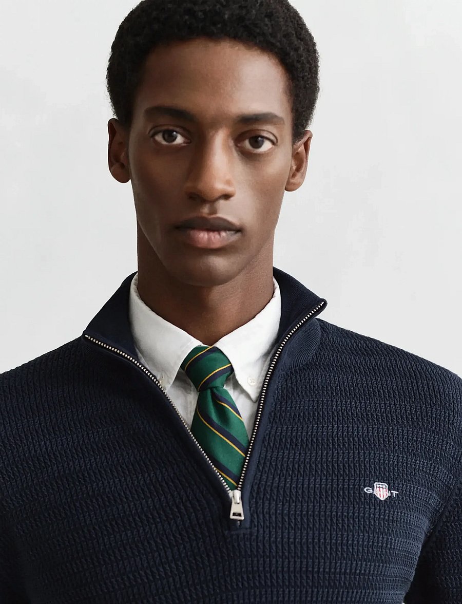 Gant - MINI CABLE HALF ZIP - pullover mit halbem reißverschluss - evening blue - 3