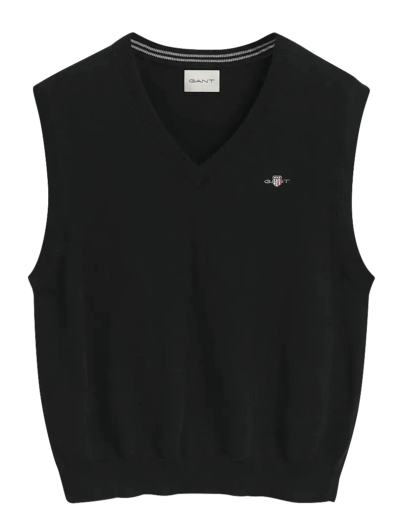 GANT - CLASSIC COTTON VEST - knitted vests - black - 1