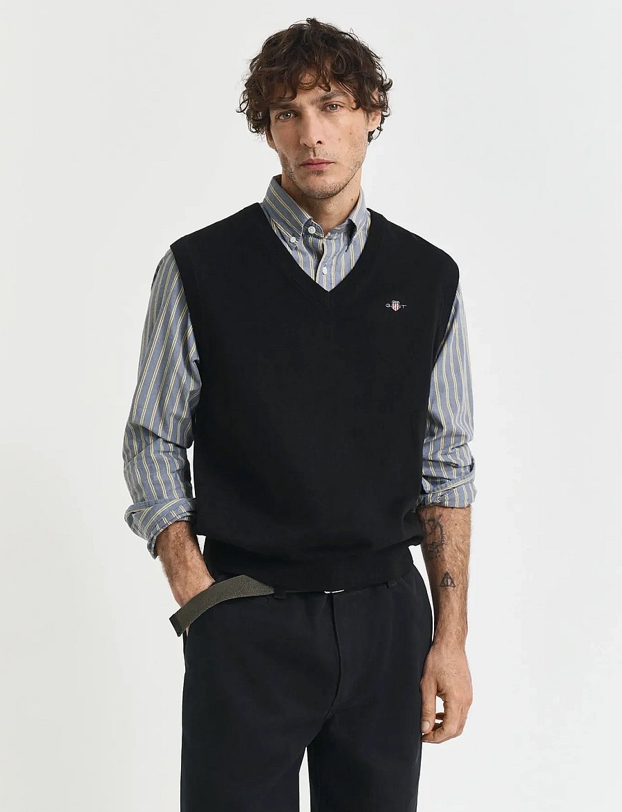Gant - CLASSIC COTTON VEST - strikveste - black - 0