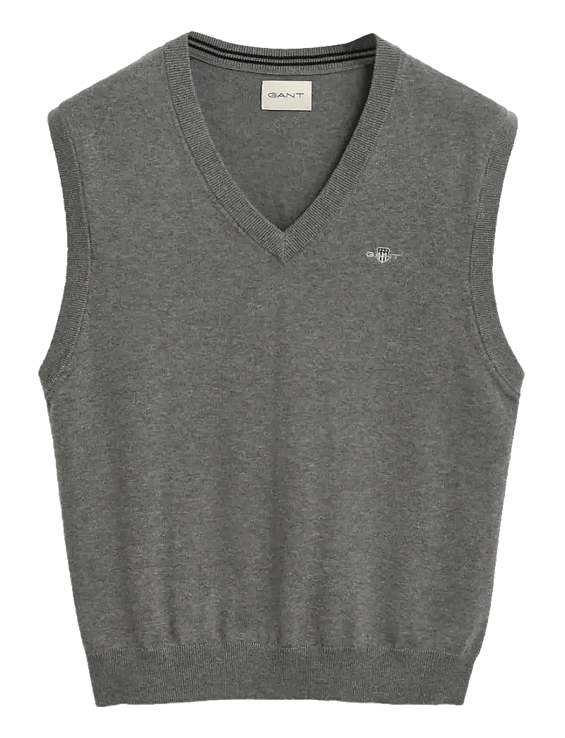 GANT - CLASSIC COTTON VEST - stickade västar - dark grey melange - 1