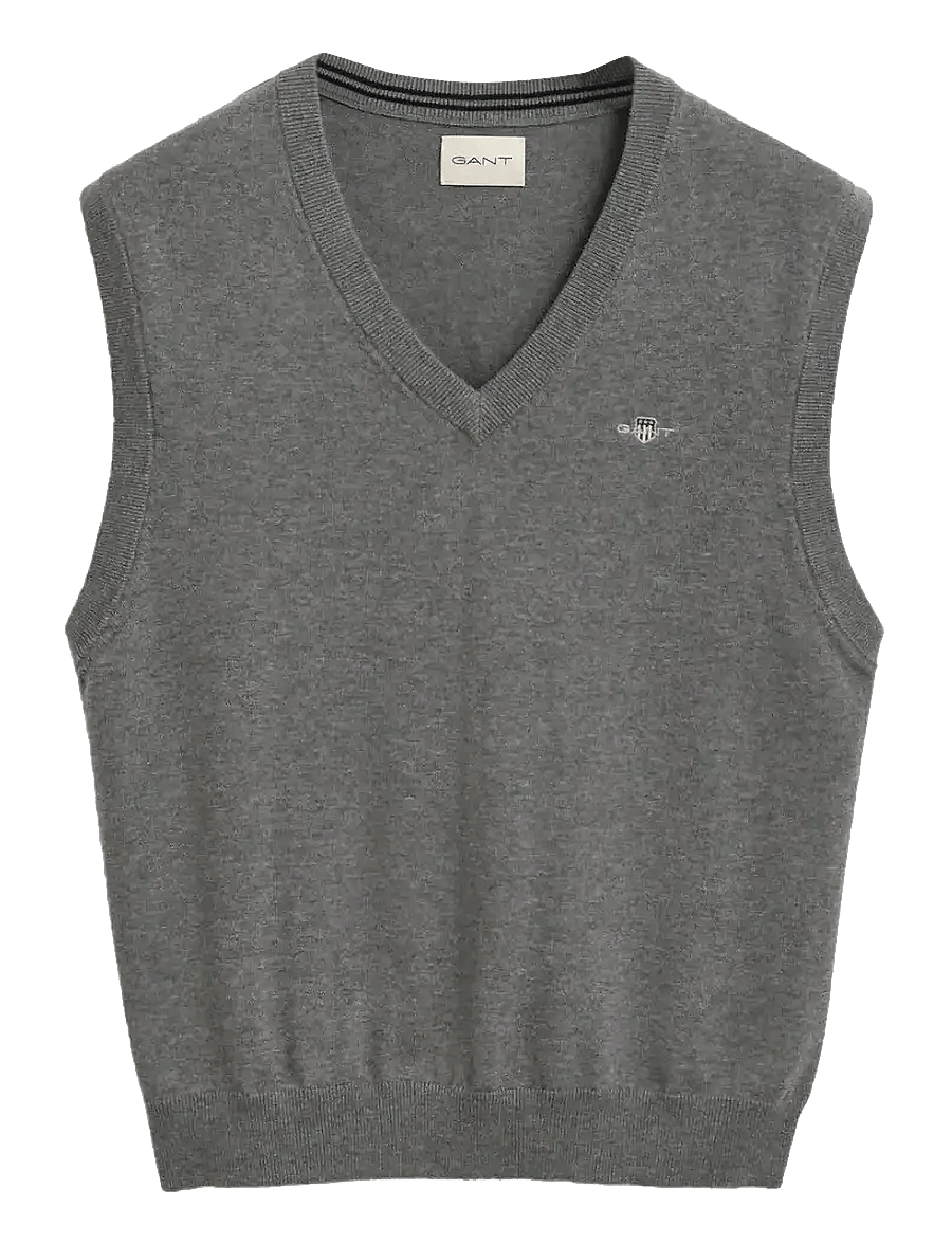 Gant - CLASSIC COTTON VEST - gestrickte westen - dark grey melange - 1