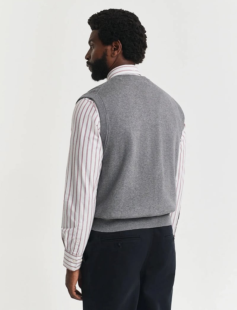 GANT - CLASSIC COTTON VEST - stickade västar - dark grey melange - 2