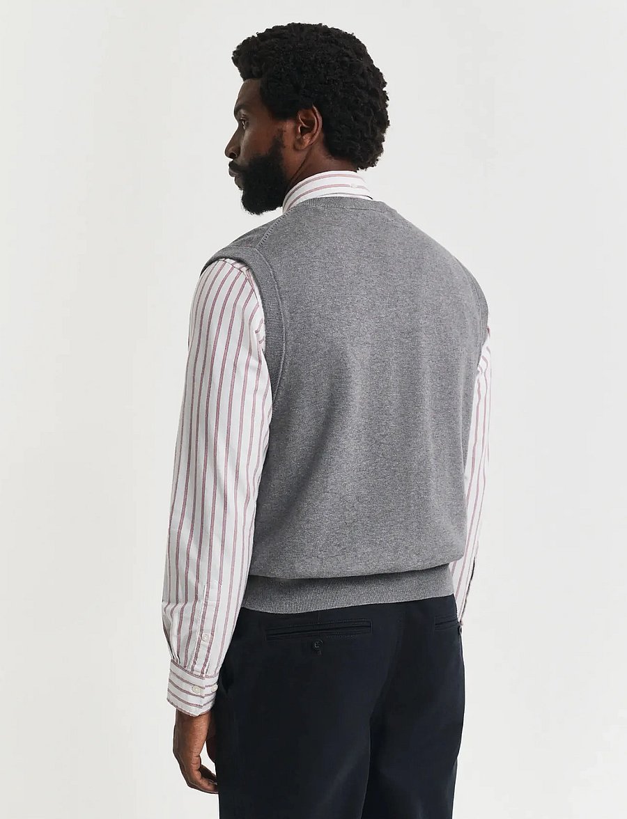 Gant - CLASSIC COTTON VEST - gestrickte westen - dark grey melange - 2