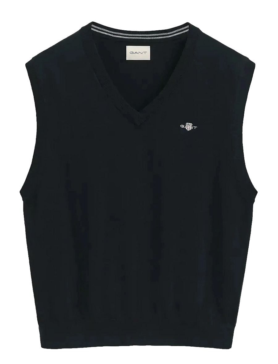 Gant - CLASSIC COTTON VEST - gestrickte westen - evening blue - 1