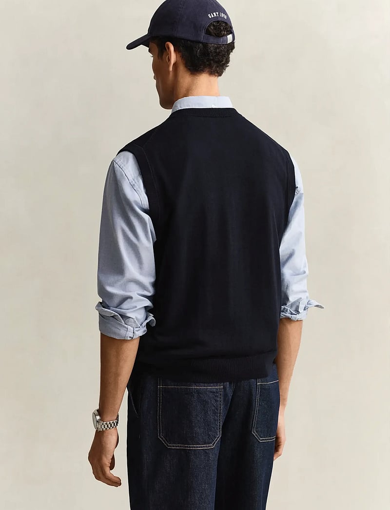 GANT - CLASSIC COTTON VEST - megztos liemenės - evening blue - 2