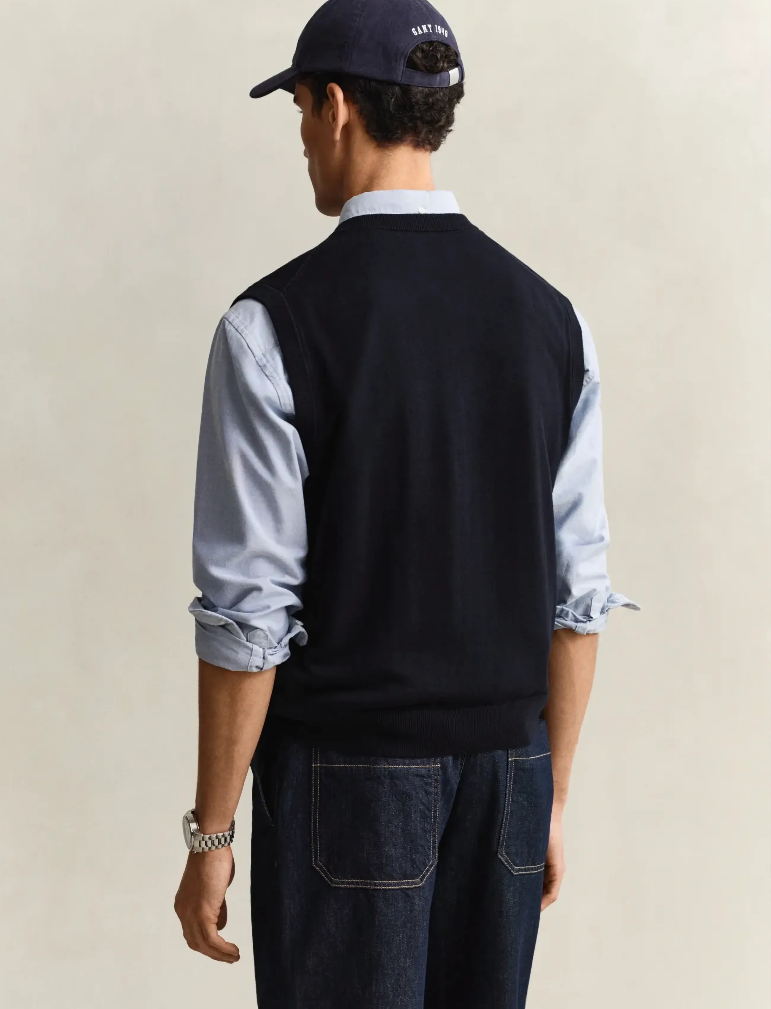 Gant - CLASSIC COTTON VEST - gestrickte westen - evening blue - 2