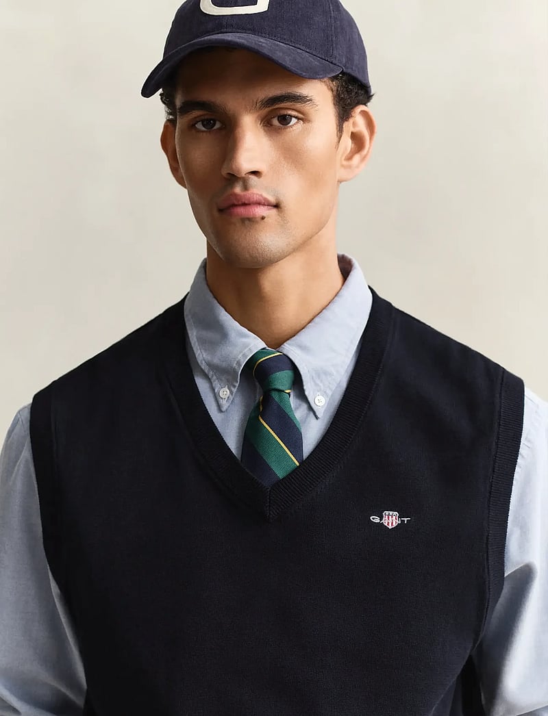 GANT - CLASSIC COTTON VEST - megztos liemenės - evening blue - 3