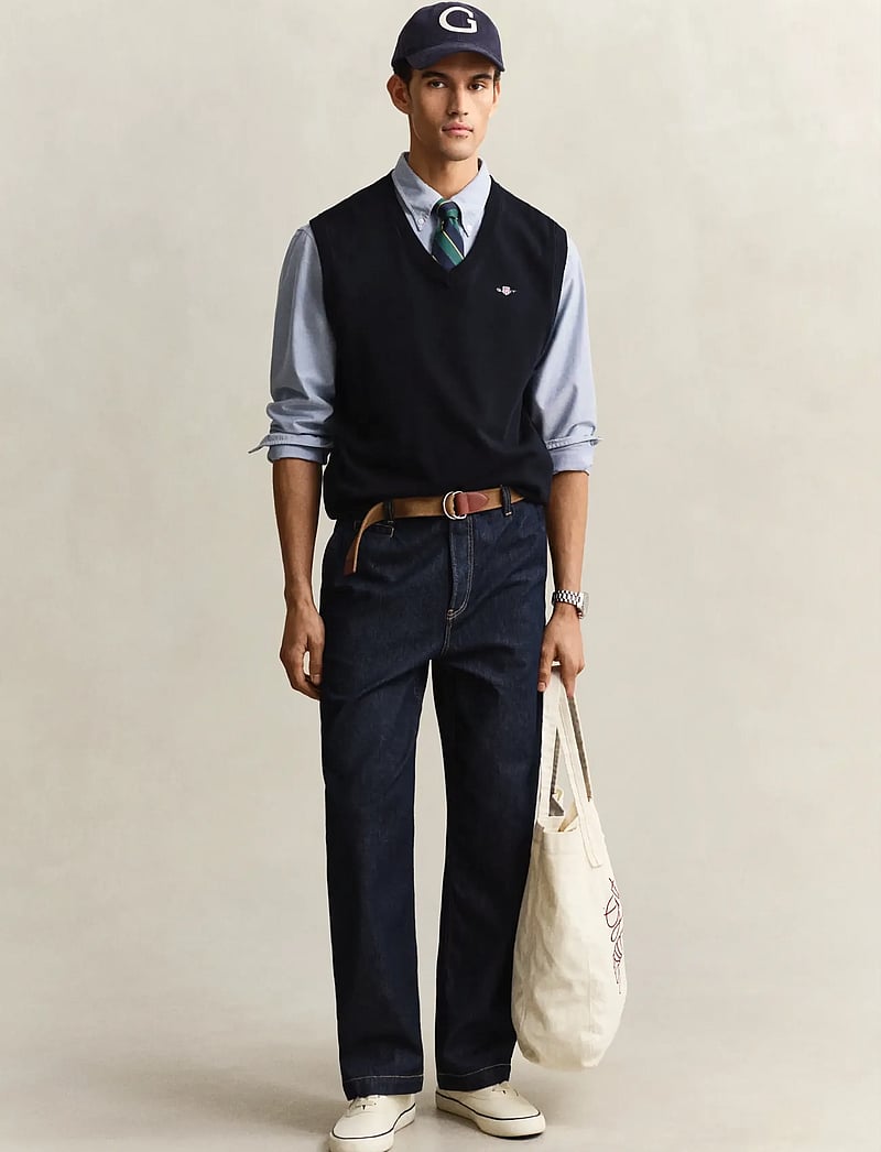 GANT - CLASSIC COTTON VEST - megztos liemenės - evening blue - 4